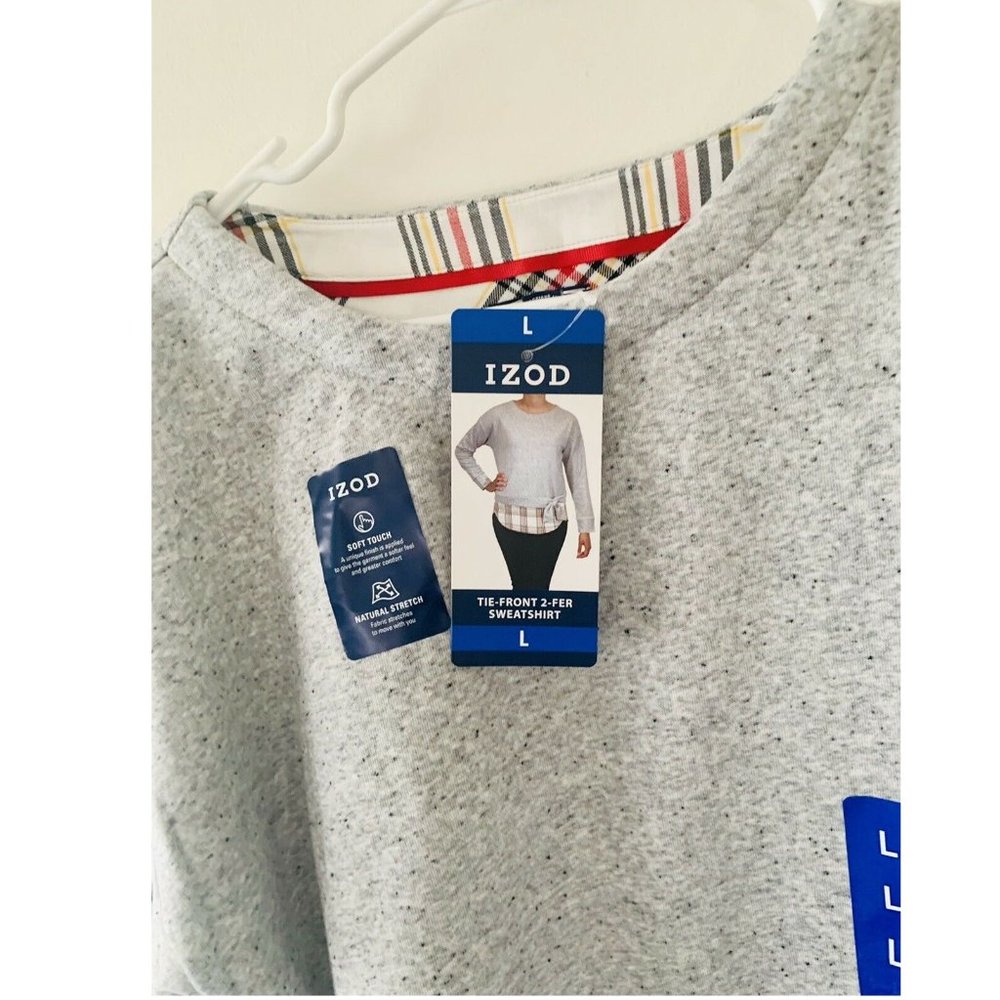IZOD Women's Long Sleeve 2-Fer Sweatshirt - Picture 4 of 6